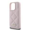 Etui Guess Quilted Metal Logo na iPhone 16 Pro - różowe