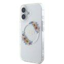 Etui Guess IML Flowers Wreath MagSafe na iPhone 16 Plus - przezroczyste