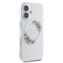 Etui Guess IML Flowers Wreath MagSafe na iPhone 16 Plus - przezroczyste