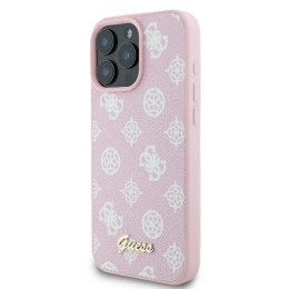 Etui Guess Peony Script Logo MagSafe na iPhone 16 Pro - różowe