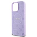 Etui Guess Saffiano Peony Classic Logo MagSafe na iPhone 16 Pro - fioletowe