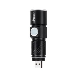 Latarka aluminiowa 3W (ZOOM, wtyk USB)