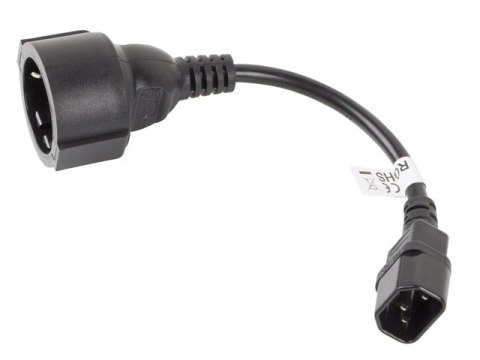 ADAPTER IEC 320 C14(M)->SCHUKO(F) NA KABLU 20CM DO UPS CZARNY LANBERG