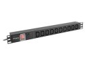 LISTWA ZASILAJĄCA RACK PDU 19" LANBERG 1U 10A 10X IEC C13 2M CZARNA C14