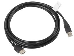 PRZEDŁUŻACZ USB-A M/F 2.0 3M CZARNY LANBERG