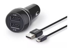 Philips Podwójna ładowarka samochodowa 5V/3.1A 15.5W - uniwersalna z kablem micro USB