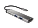 MULTIPORT ADAPTER NATEC FOWLER SLIM USB-C 4W1 HUB ->USB 3.0 2X, HDMI 4K, USB-C PD