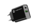 ŁADOWARKA SIECIOWA NATEC RIBERA 1X USB-A + 1X USB-C 20W CZARNA