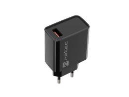 ŁADOWARKA SIECIOWA NATEC RIBERA 1X USB-A 18W CZARNA