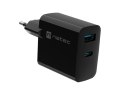 ŁADOWARKA SIECIOWA NATEC RIBERA GAN 1X USB-A + 1X USB-C 45W CZARNA