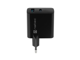 ŁADOWARKA SIECIOWA NATEC RIBERA GAN 1X USB-A + 1X USB-C 65W CZARNA