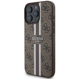 Etui Guess 4G Printed Stripes MagSafe na iPhone 16 Pro Max - brązowe