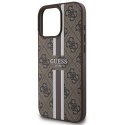 Etui Guess 4G Printed Stripes MagSafe na iPhone 16 Pro Max - brązowe