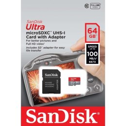 SanDisk Ultra microSDXC 64GB 100MB/s A1 + Adapter SD