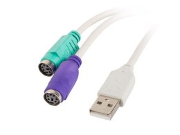 LANBERG Adapter USB -> PS/2 x2 biały