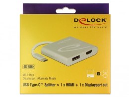 Delock Rozdzielacz USB-C -> HDMI + DisplayPort czarny