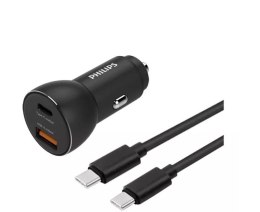 Philips Ładowarka samochodowa USB-A + USB-C (z kablem USB-C)