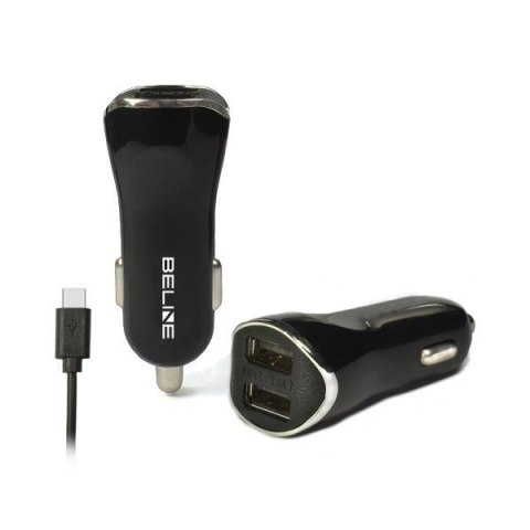 Beline Ładowarka samochodowa 2xUSB + USB-C 2,1A czarna