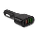 Qoltec Ładowarka samochodowa 12-24V | 51W | 3A | 1xUSB-C+USB QC 3.0 | 2xUSB Smart