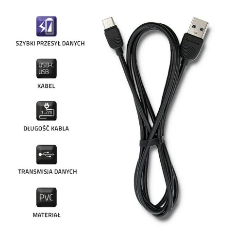 Qoltec Kabel USB typ C | USB 2.0 A | 1.2m | ultra szybki przesył danych