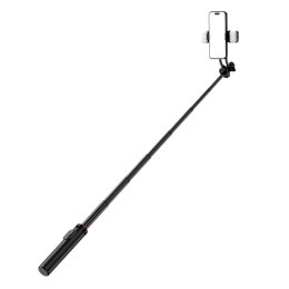 Selfie stick WC12YDS teleskopowy tripod 1.3m ze stopu aluminium z podwójną lampą i uchwytem na telefon - czarny