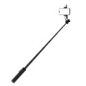 Selfie stick WC12YDS teleskopowy tripod 1.3m ze stopu aluminium z podwójną lampą i uchwytem na telefon - czarny