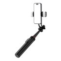 Selfie stick WC12YDS teleskopowy tripod 1.3m ze stopu aluminium z podwójną lampą i uchwytem na telefon - czarny