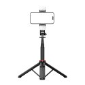 Selfie stick WC12YDS teleskopowy tripod 1.3m ze stopu aluminium z podwójną lampą i uchwytem na telefon - czarny