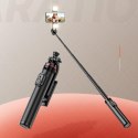 Selfie stick WC12YDS teleskopowy tripod 1.3m ze stopu aluminium z podwójną lampą i uchwytem na telefon - czarny