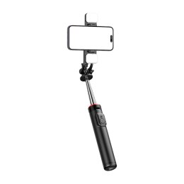 Selfie stick WC13YDS teleskopowy tripod 1.3m z podwójną lampą i uchwytem na telefon - czarny