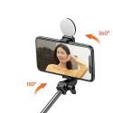 Selfie stick WH1YXS teleskopowy tripod 1m z okrągłą lampą i uchwytem na telefon - czarny