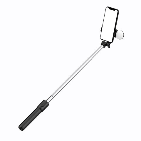 Selfie stick WR1YXS teleskopowy tripod 0.71m z okrągłą lampą - czarny