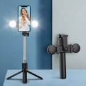 Selfie stick WR1YXS teleskopowy tripod 0.71m z okrągłą lampą - czarny