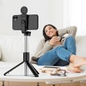 Selfie stick WR1YXS teleskopowy tripod 0.71m z okrągłą lampą - czarny