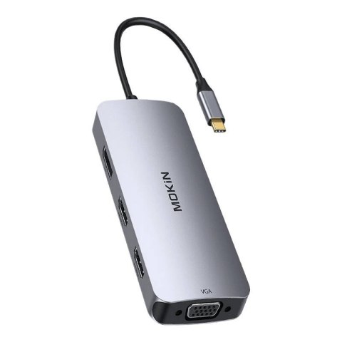 HUB 8 w 1 MOKiN USB-C VGA+2xHDMI (srebrny)