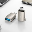 Adapter Joyroom S-H151 USB-C (męski) / USB-A (żeński) z oczkiem na smycz - srebrny