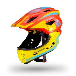 Kask rowerowy dziecięcy z odpinaną szczęką Rockbros TT-32SOYB-M rozmiar M - żółto-pomarańczowy