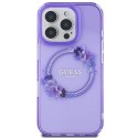 Etui Guess IML Flowers Wreath MagSafe na iPhone 16 Pro - fioletowe