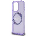 Etui Guess IML Flowers Wreath MagSafe na iPhone 16 Pro - fioletowe