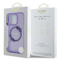 Etui Guess IML Flowers Wreath MagSafe na iPhone 16 Pro - fioletowe