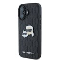 Etui Karl Lagerfeld Monogram Karl & Choupette Head Pin na iPhone 16 Plus - czarne