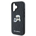 Etui Karl Lagerfeld Monogram Karl & Choupette Head Pin na iPhone 16 Plus - czarne