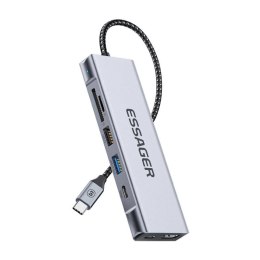 Stacja dokująca, Essager, EHB08-QK0G-Z, HDMI, 2xUSB-A, SD card, TF card (szary)