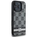 Etui DKNY Checkered Pattern & Printed Stripes na iPhone 16 Pro Max - czarne