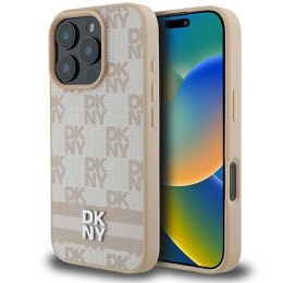 Etui DKNY Checkered Pattern & Printed Stripes na iPhone 16 Pro Max - różowe