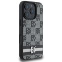 Etui DKNY Checkered Pattern & Printed Stripes na iPhone 16 Pro - czarne