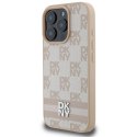 Etui DKNY Checkered Pattern & Printed Stripes na iPhone 16 Pro - różowe