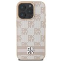 Etui DKNY Checkered Pattern & Printed Stripes na iPhone 16 Pro - różowe