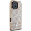 Etui DKNY Checkered Pattern & Printed Stripes na iPhone 16 Pro - różowe