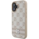 Etui DKNY Checkered Pattern & Printed Stripes na iPhone 16 - różowe